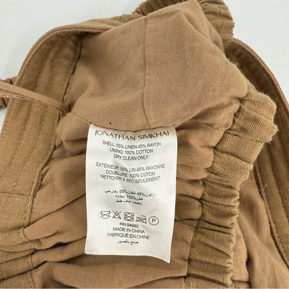 Jonathan Simkhai Clay Washed Linen Ruched Crop Top in Topaz Size S - Picture 6 of 10